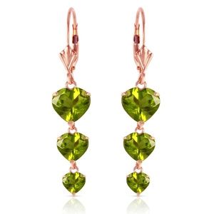 14K. SOLID GOLD CHANDELIERS EARRING WITH PERIDOTS (Rose Gold)